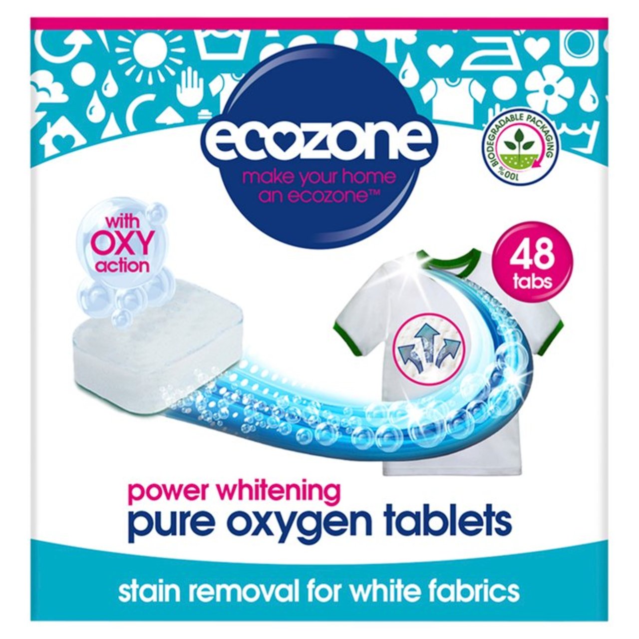 Таблетки Ecozone с чистым кислородным отбеливателем